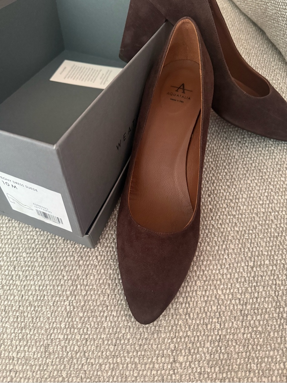 Perfect Aquatalia Peony Suede Pumps Espresso Brown Size 10M | Made in Italy